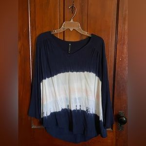 Woman’s Navy Tie-dye High-Low Blouse